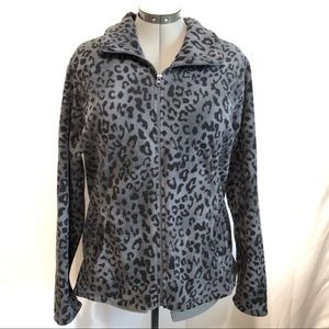 Old Navy Performance Fleece Jacket Leopard Animal